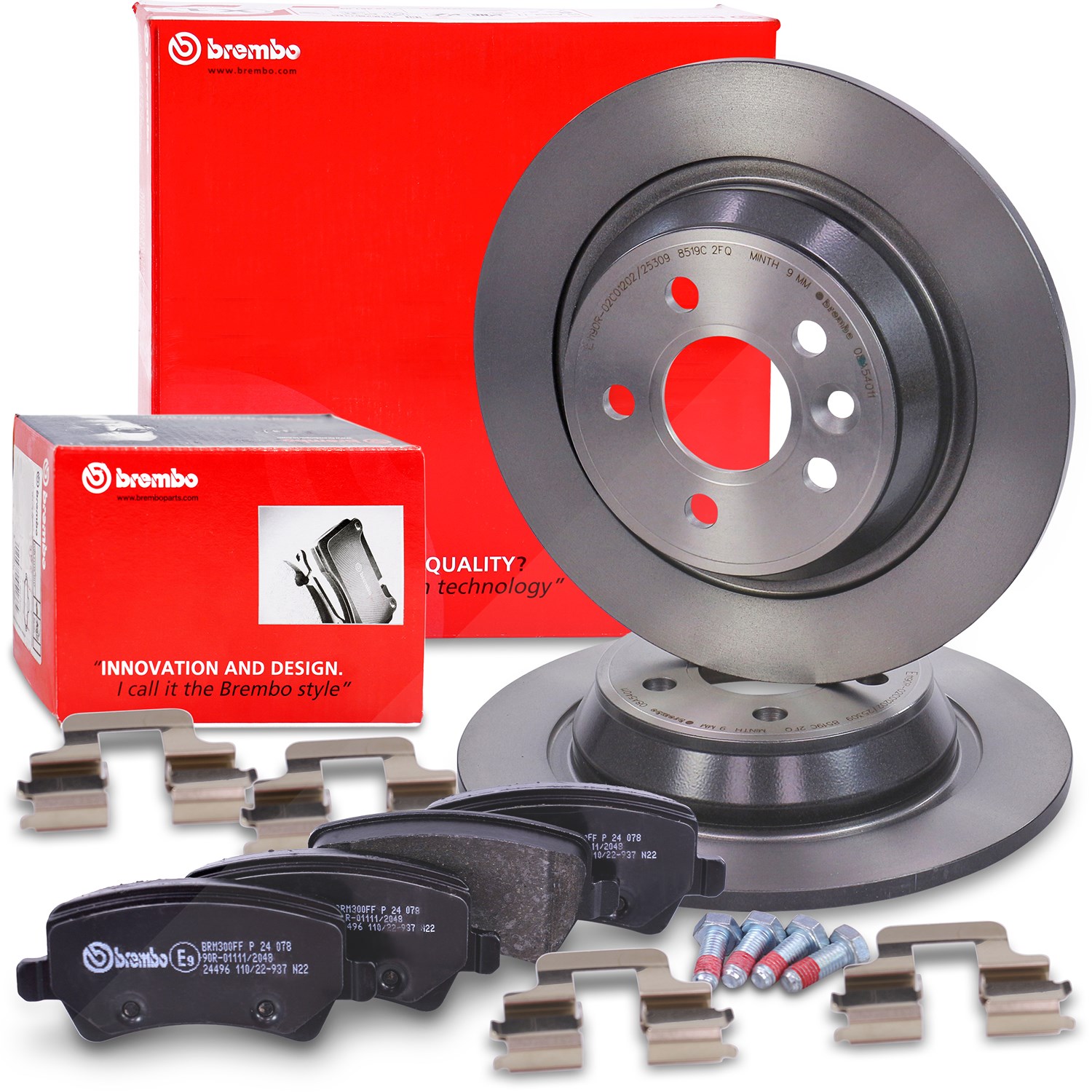 Brembo Bremsscheiben + Bremsbeläge hinten [Hersteller-Nr. 40437094] für Ford