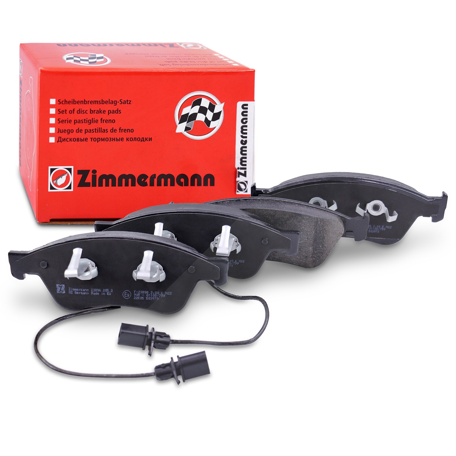 Zimmermann Bremsbelagsatz mit Warnkontakt vorne [Hersteller-Nr. 23896.205.2] für VW, Audi