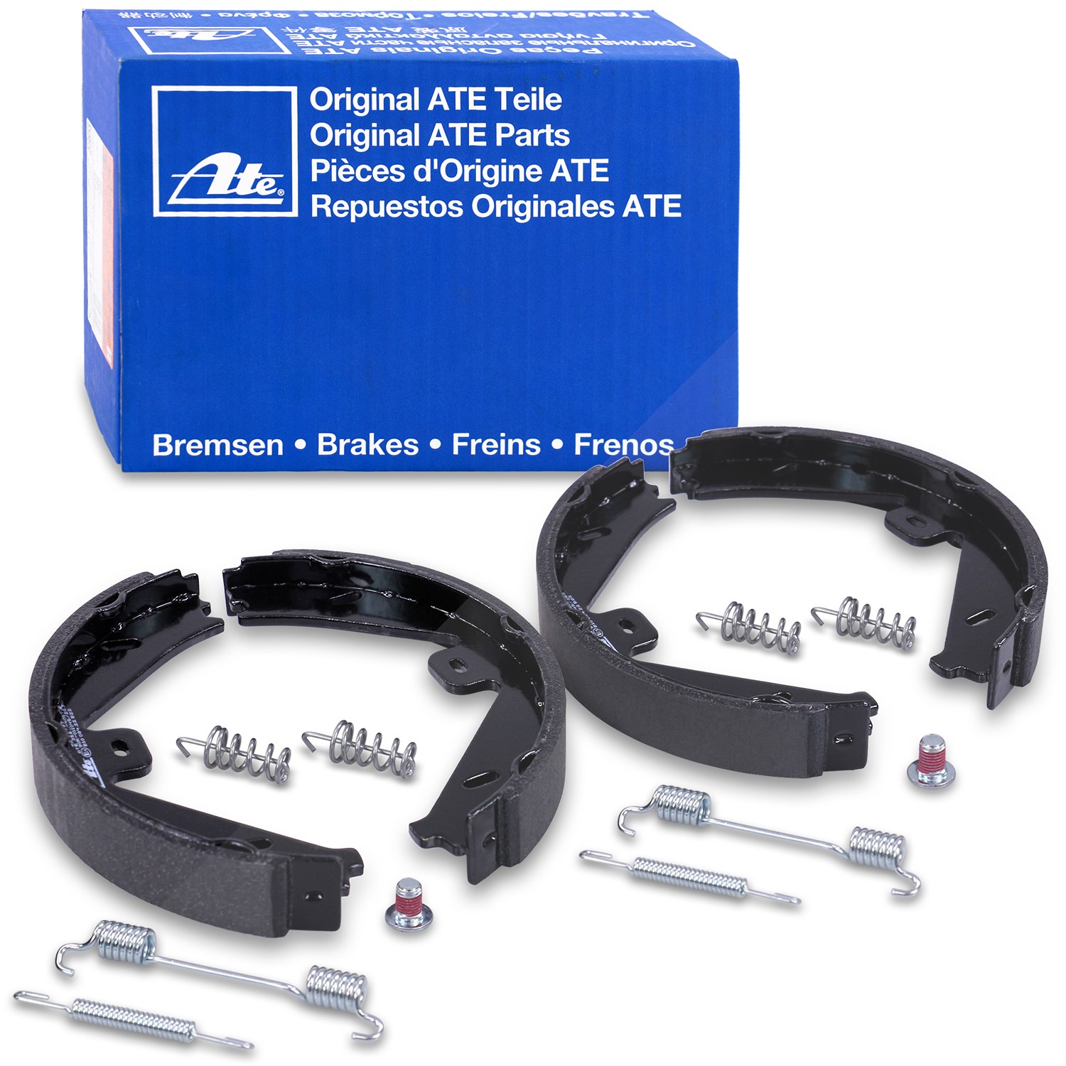Ate Handbremsbackensatz mit Zubehör hinten [Hersteller-Nr. 03.0137-4007.2] für Mercedes-Benz