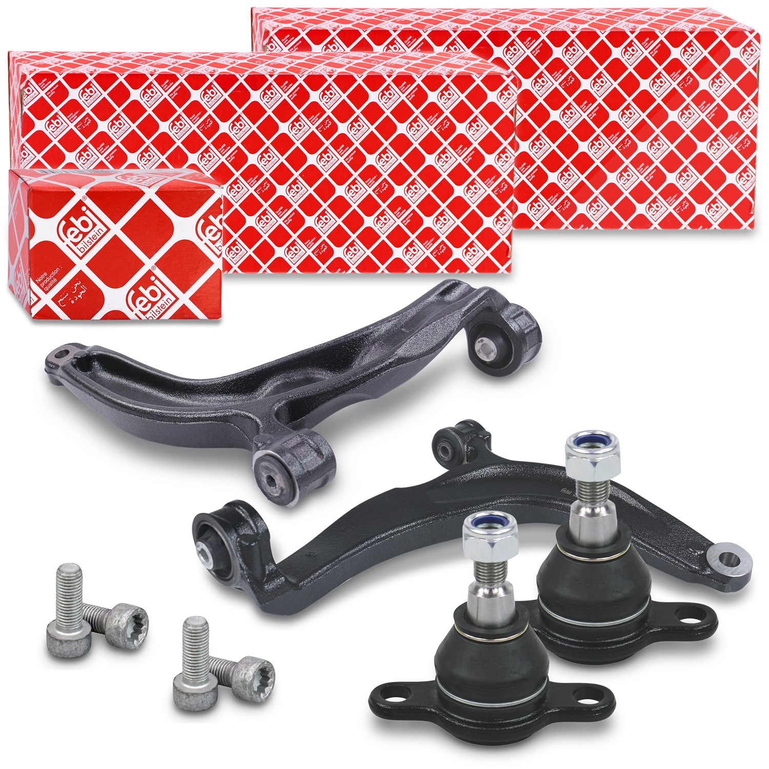 Febi Bilstein 2x Querlenker + 2x Traggelenk vorne [Hersteller-Nr. 40457342] für VW