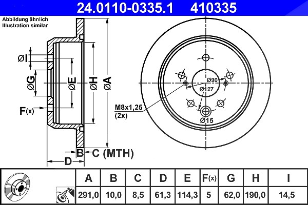 Ate Bremsscheibe [Hersteller-Nr. 24.0110-0335.1] für Toyota, Lexus