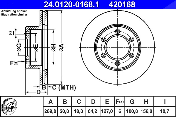 Ate Bremsscheibe [Hersteller-Nr. 24.0120-0168.1] für VW, Toyota