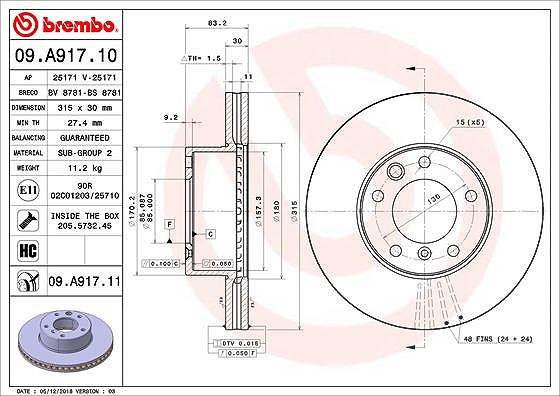 Brembo Bremsscheibe [Hersteller-Nr. 09.A917.11] für Puch, Mercedes-Benz
