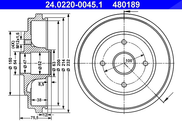 Ate Bremstrommel [Hersteller-Nr. 24.0220-0045.1] für Vauxhall, Opel, Suzuki