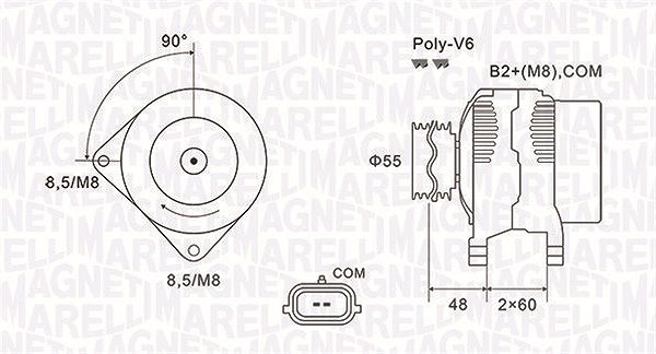 Magneti Marelli Generator [Hersteller-Nr. 063731974010] für Renault