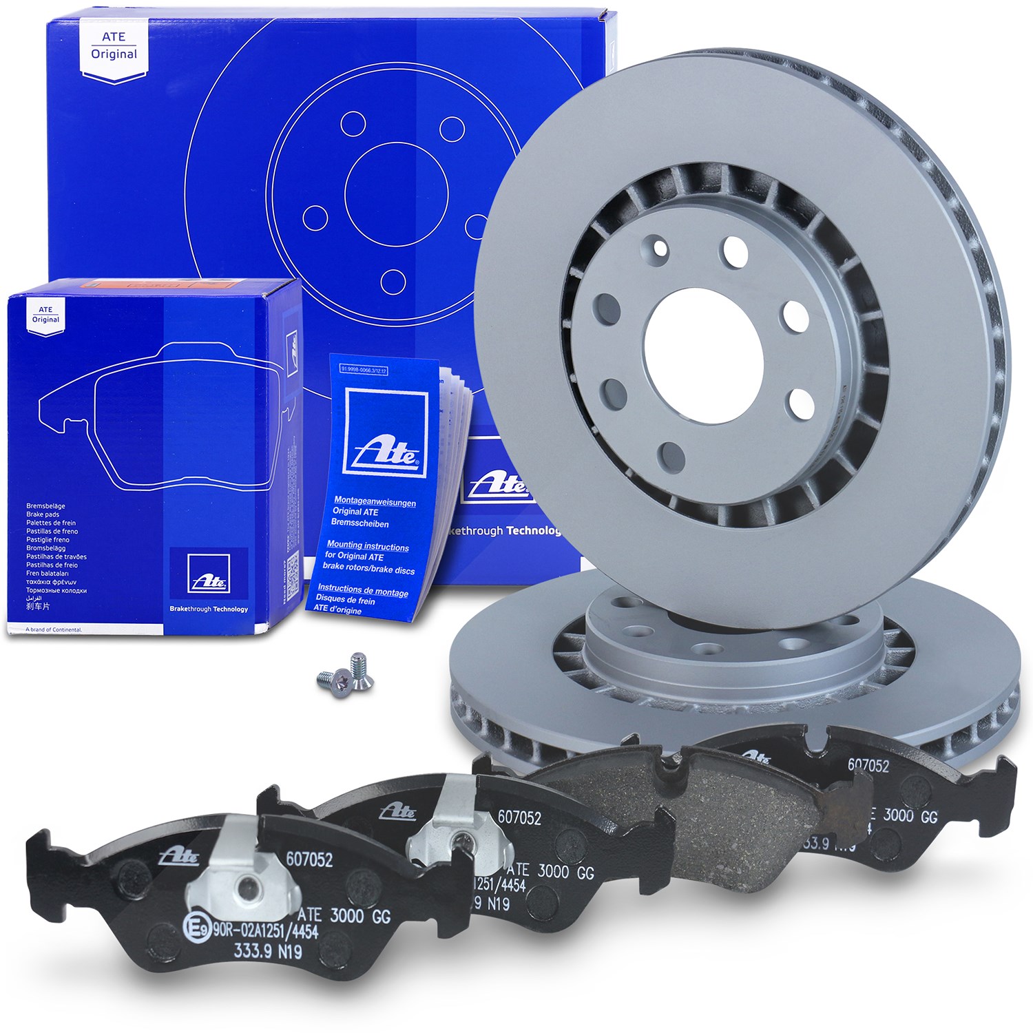 Ate Bremsscheiben+Bremsbeläge Vorderachse Belüftet [Hersteller-Nr. 10696340] für Daewoo, Opel, Chevrolet