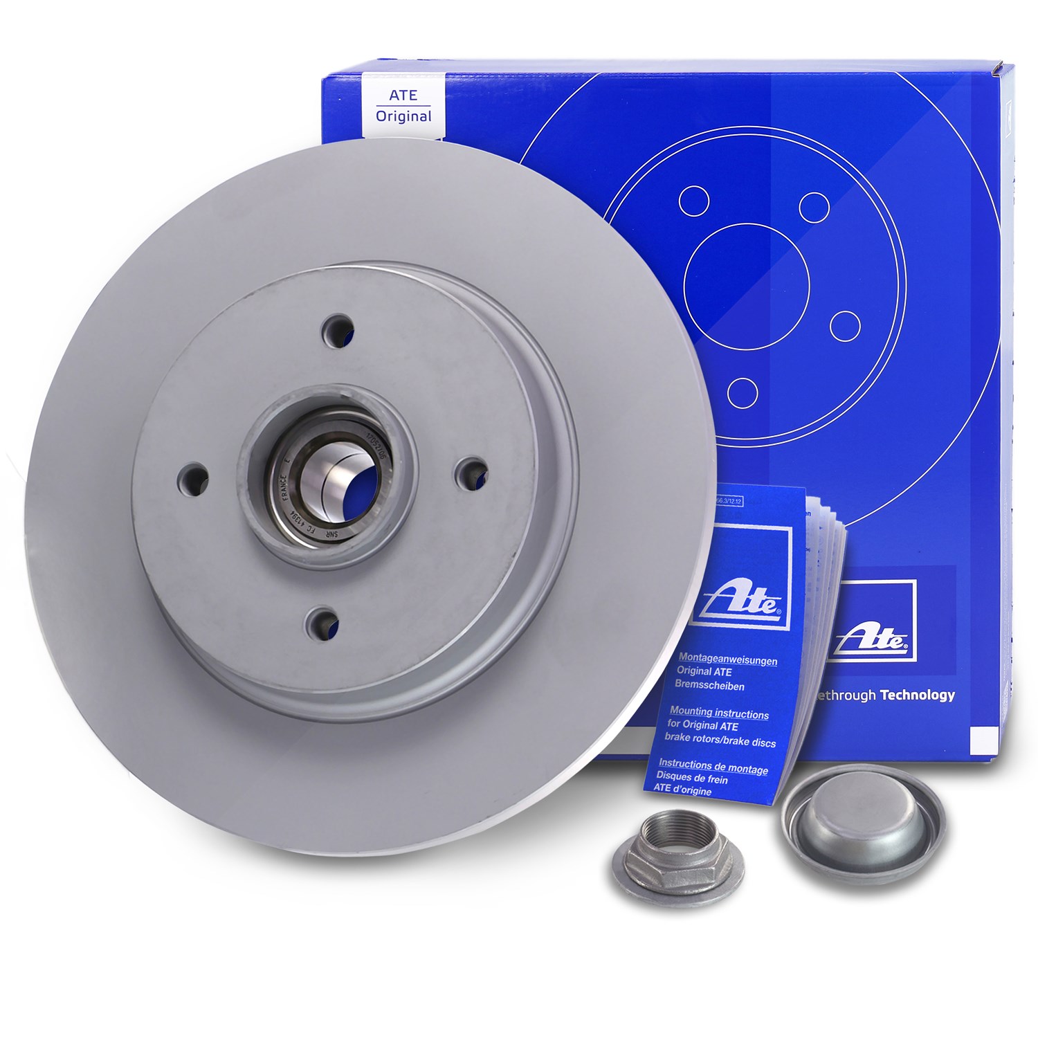 Ate 1x Bremsscheibe Voll +Radlager +ABS-Ring hinten [Hersteller-Nr. 24.0112-0194.2] für Ds, Citroën, Peugeot