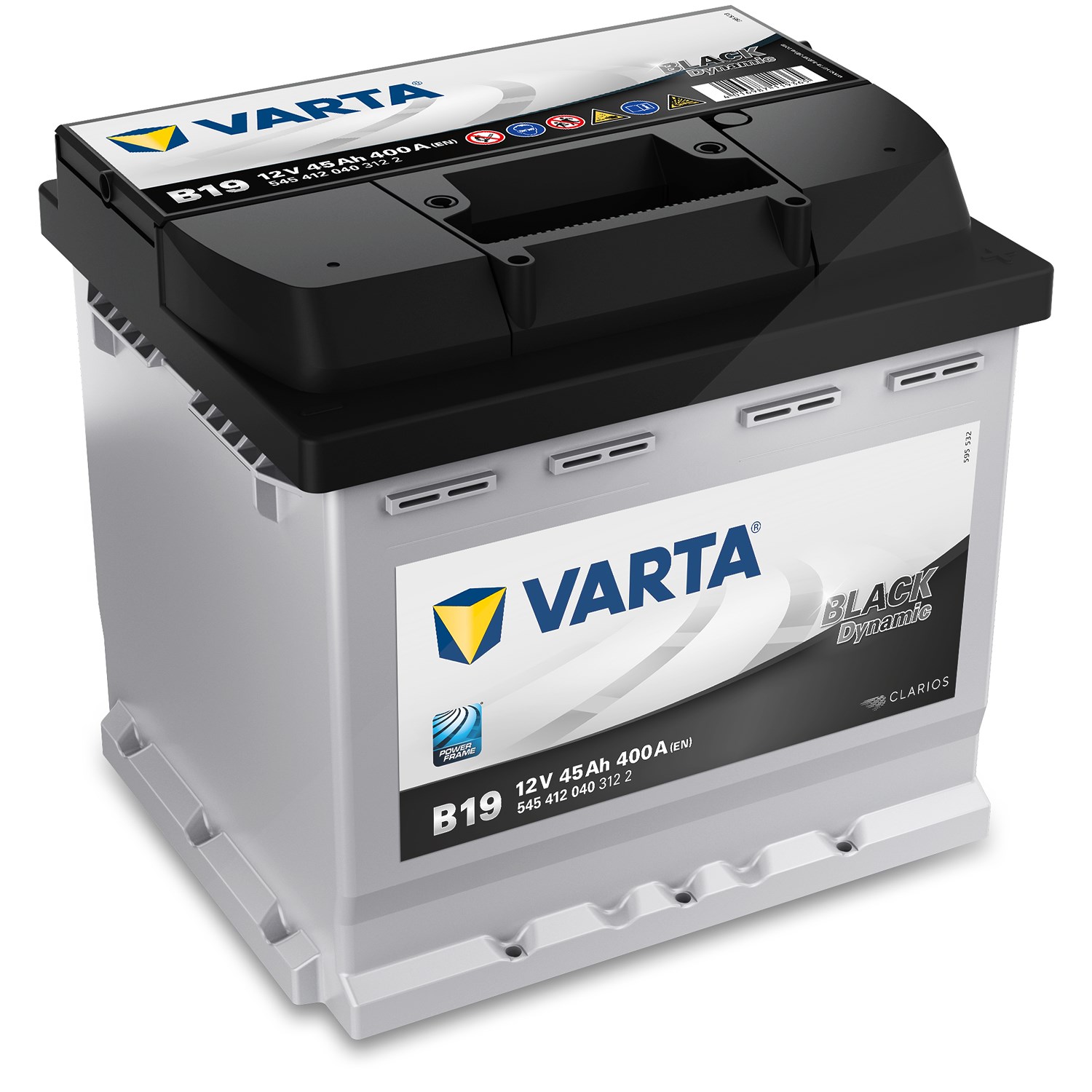 Varta Black Dynamic Starterbatterie B19 45Ah 400A [Hersteller-Nr. 5454120403122] für Dacia, Citroën, Barkas, Peugeot, Renault, Spectre, Autobianchi, S