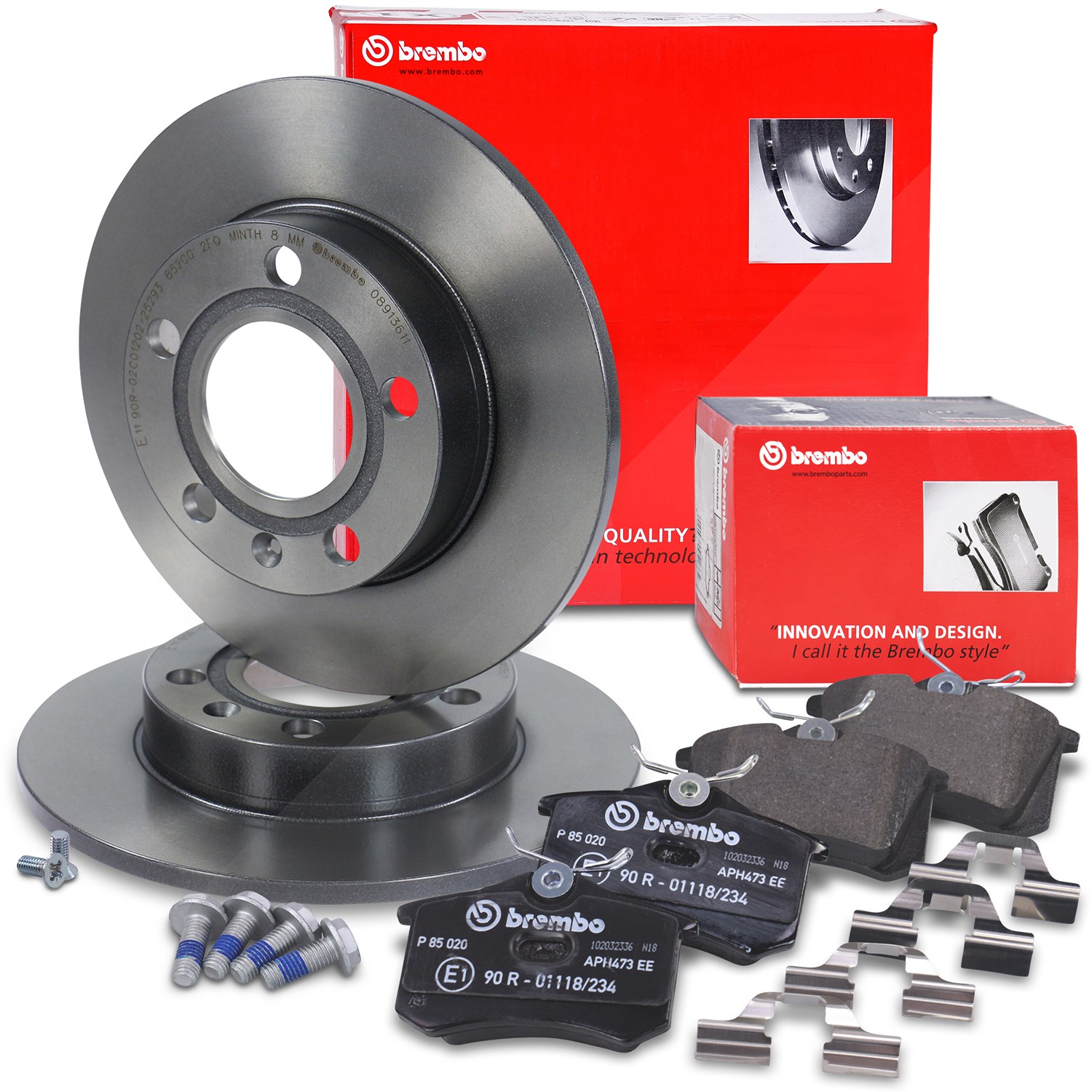 Brembo Bremsscheiben Coated+Beläge Hinten Voll [Hersteller-Nr. 10698700] für Audi