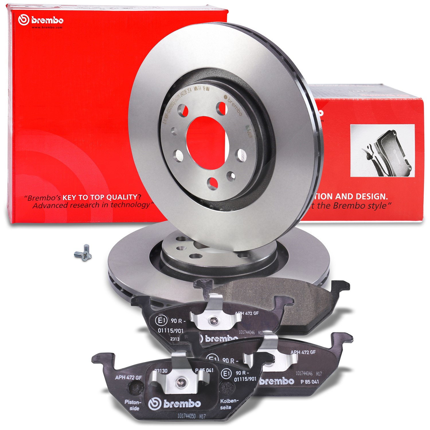 Brembo Bremsscheiben Coated+Bremsbeläge Vorne [Hersteller-Nr. 10697998] für Skoda, Seat, Audi, VW