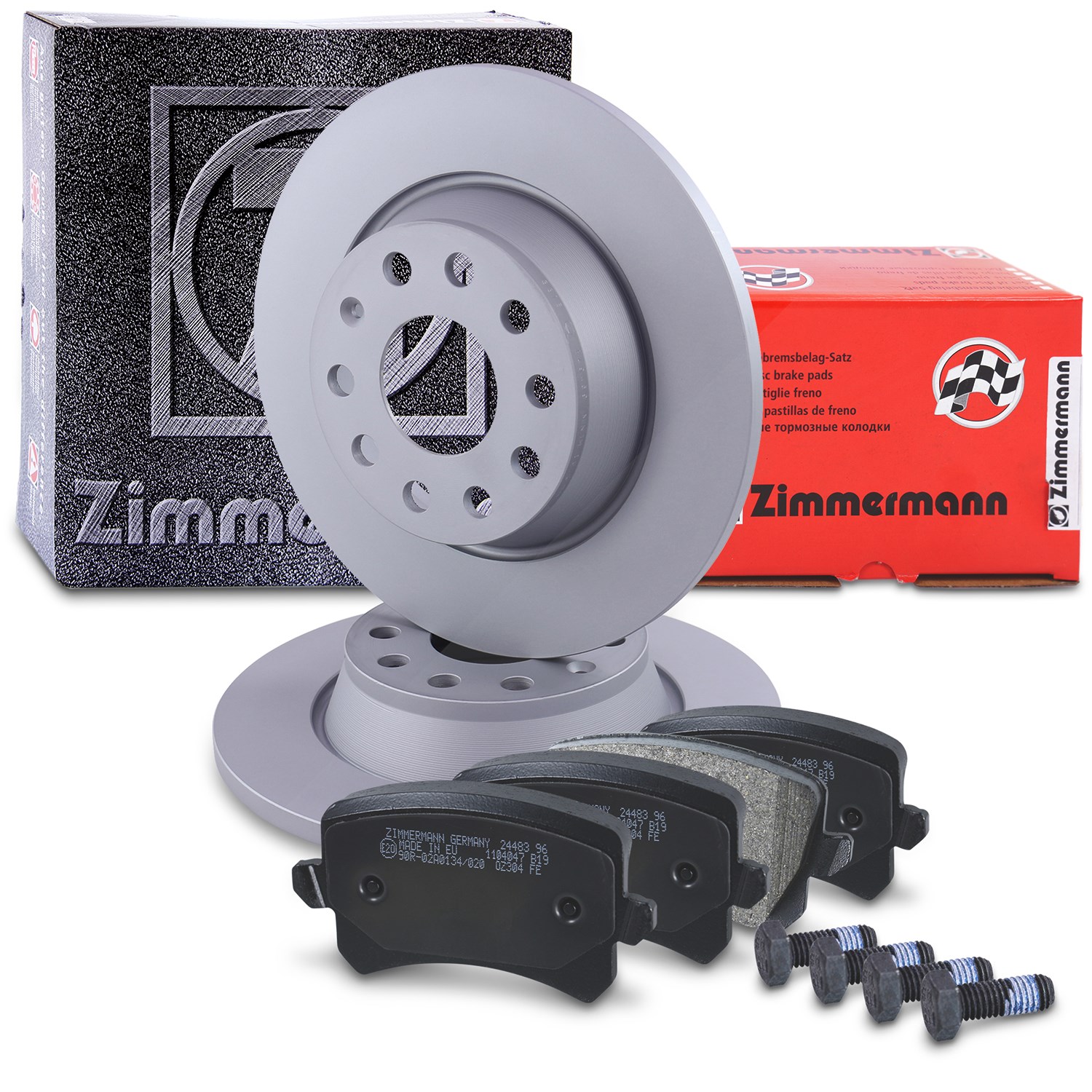 Zimmermann Bremsscheiben+Beläge Hinten Voll [Hersteller-Nr. 40192159] für Audi, Seat, VW
