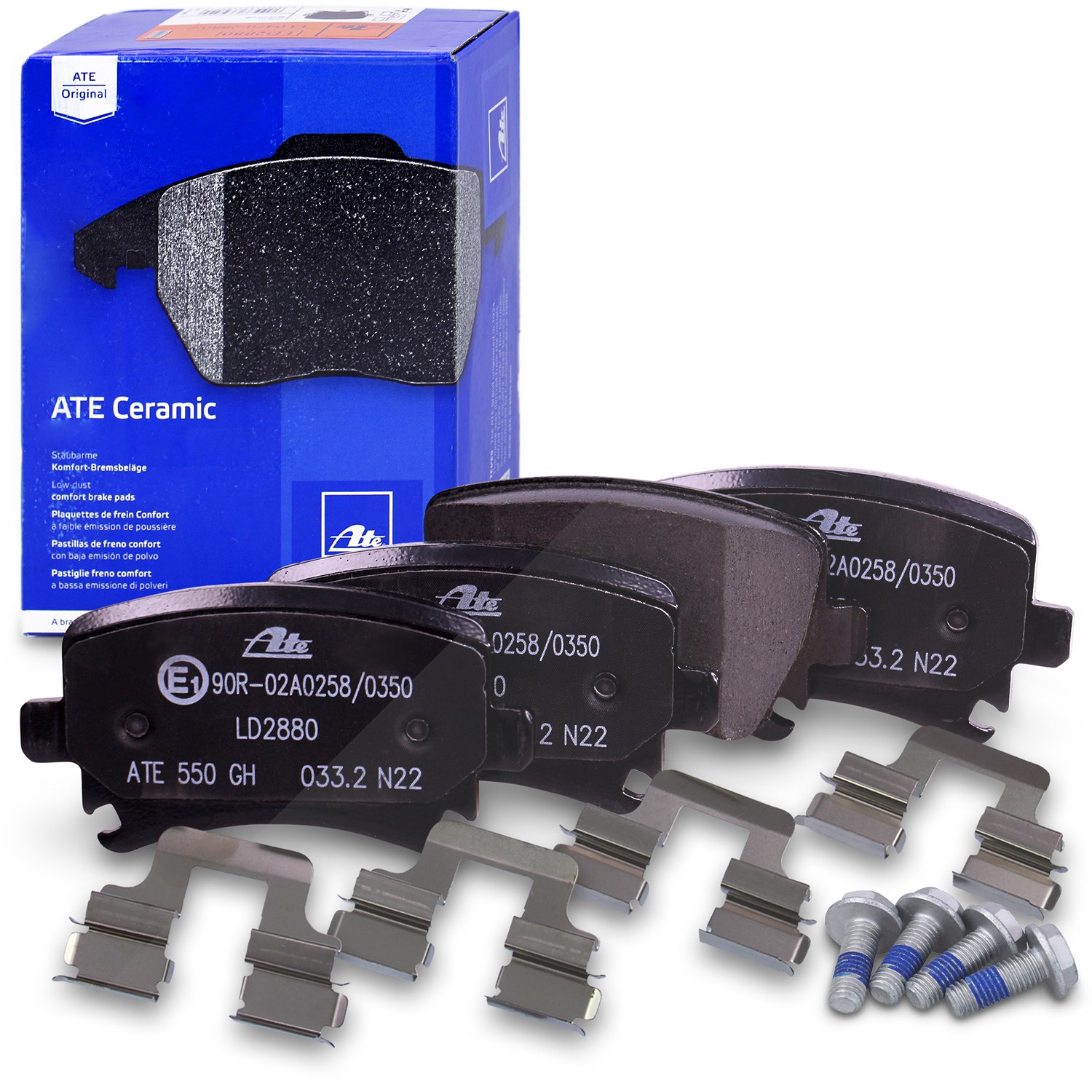 Ate CERAMIC Bremsbelagsatz hinten [Hersteller-Nr. 13.0470-2880.2] für VW, Seat, Skoda, Audi