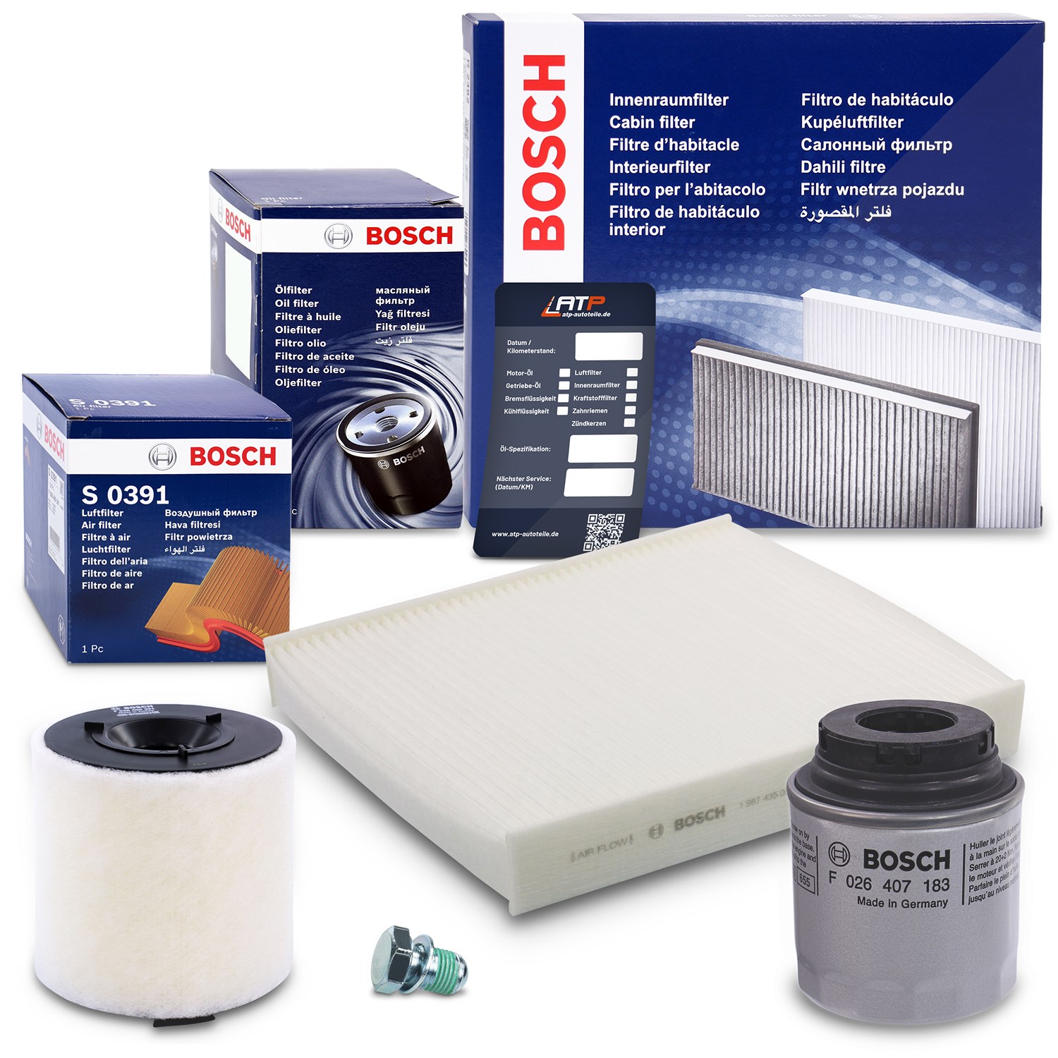 Bosch Inspektionspaket Filtersatz SET A [Hersteller-Nr. 10493157] für Audi, VW, Skoda, Seat