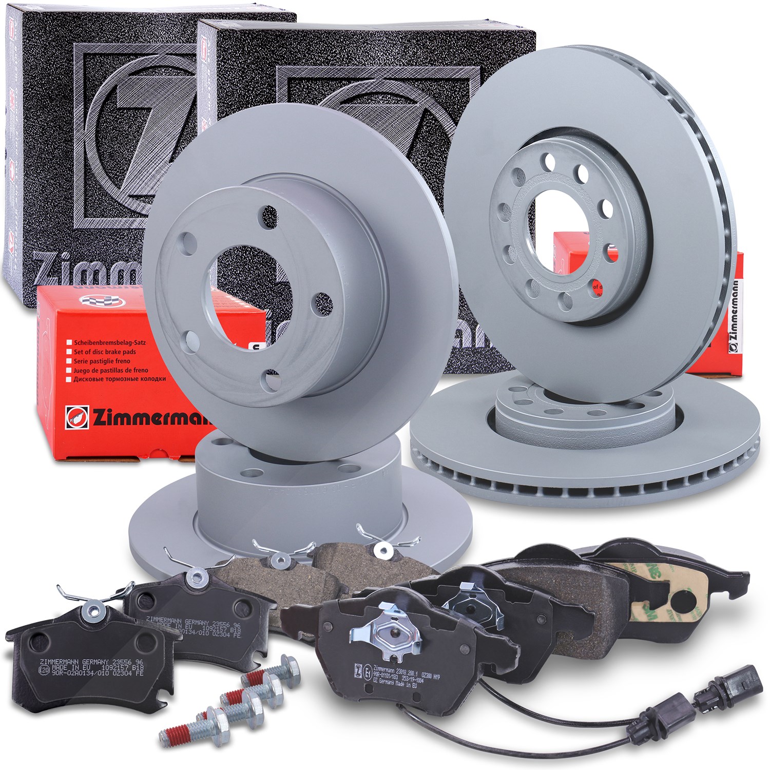 Zimmermann 4x Bremsscheiben+Beläge mit VWK Vorne+Hinten [Hersteller-Nr. 40192142] für VW, Skoda