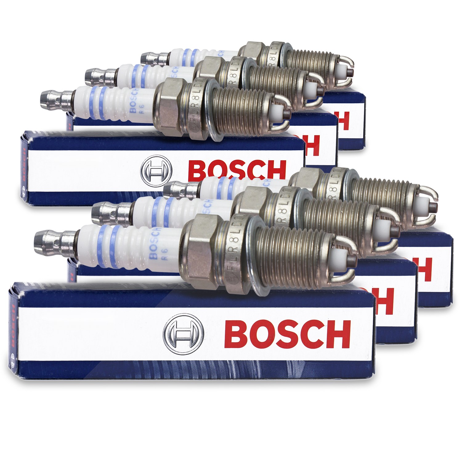 Bosch 6x Zündkerze FLR8LDCU+ [Hersteller-Nr. 0242229654] für Saab, VW, BMW, Opel