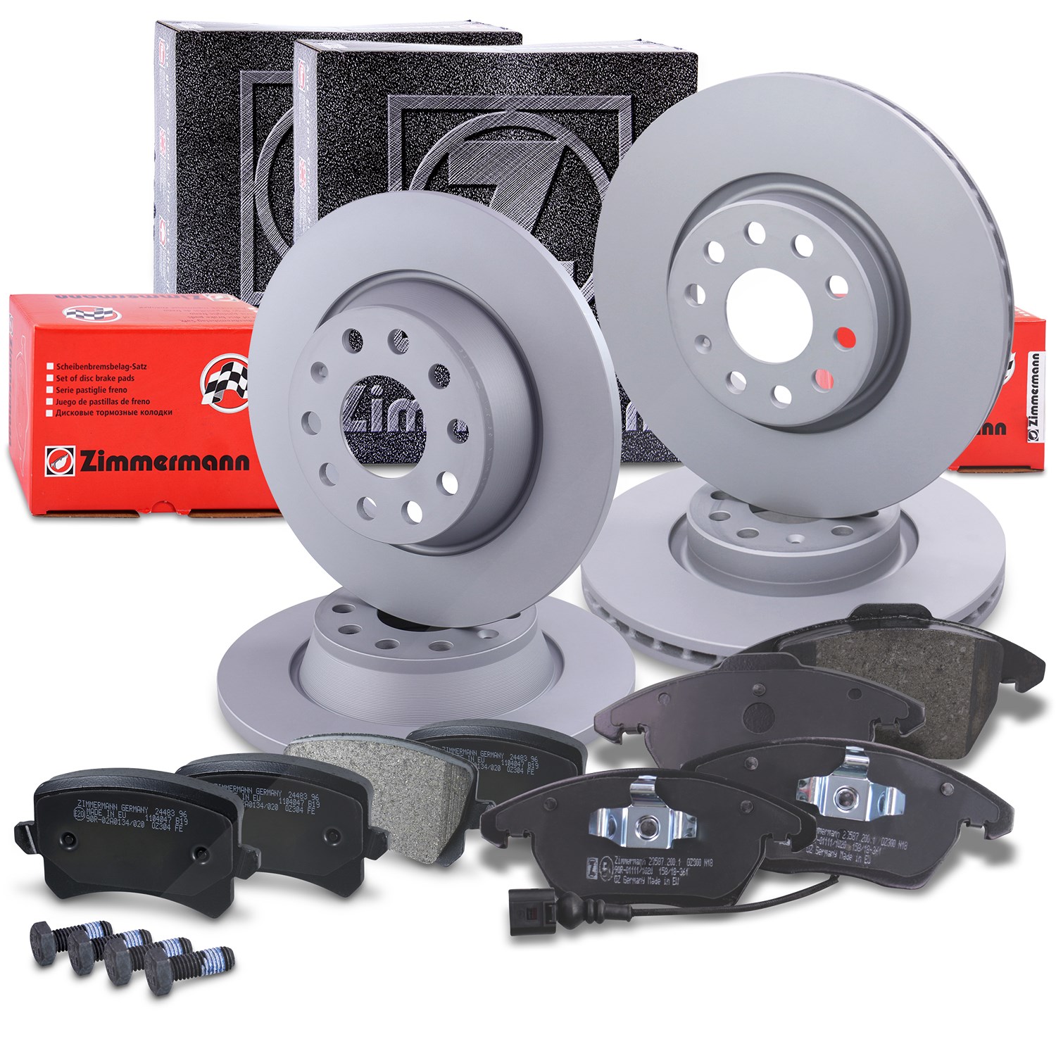 Zimmermann 4x Bremsscheiben+Beläge mit VWK Vorne+Hinten [Hersteller-Nr. 40192135] für VW