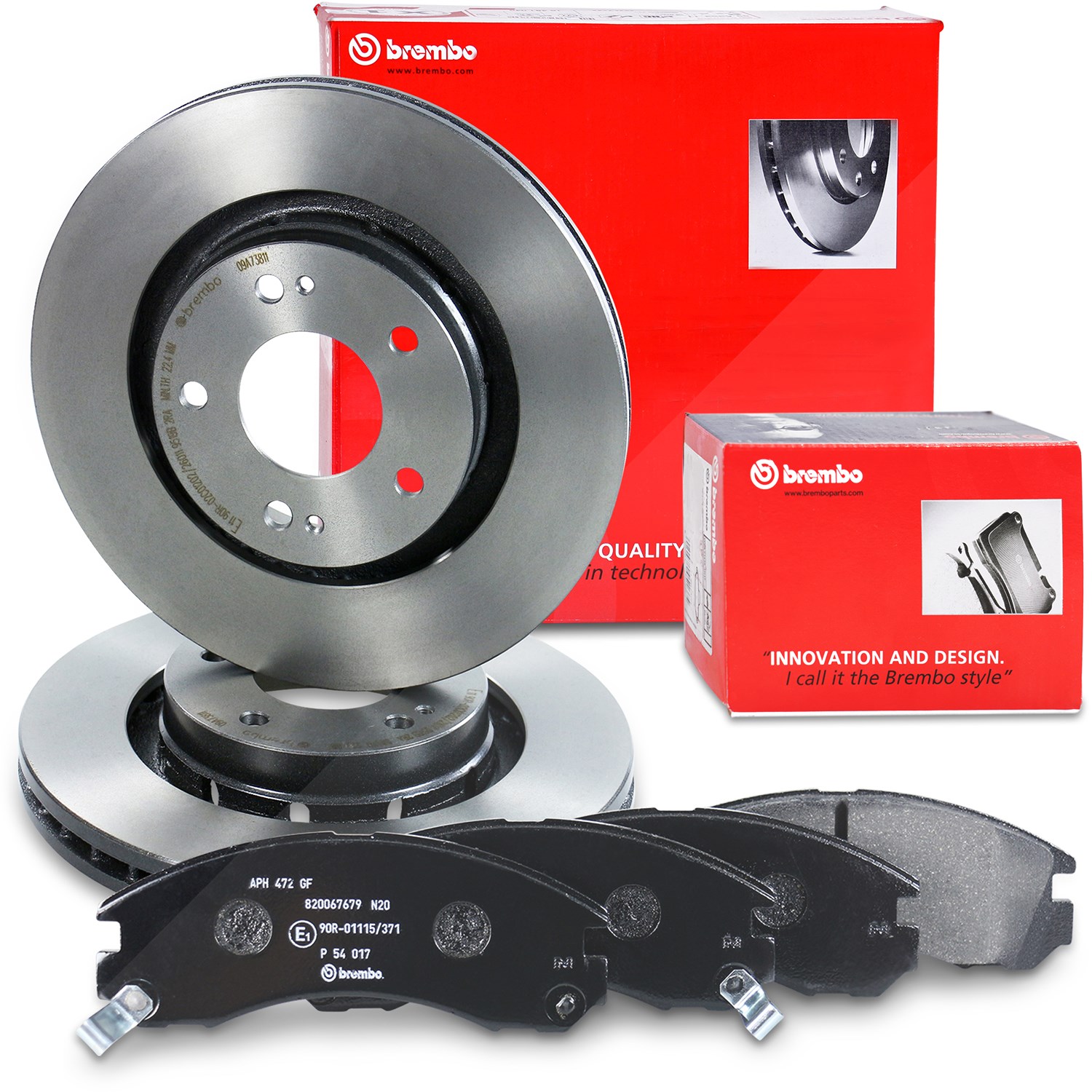 Brembo Bremsscheiben +Bremsbeläge vorne [Hersteller-Nr. 10702281] für Citroën, Peugeot, Mitsubishi