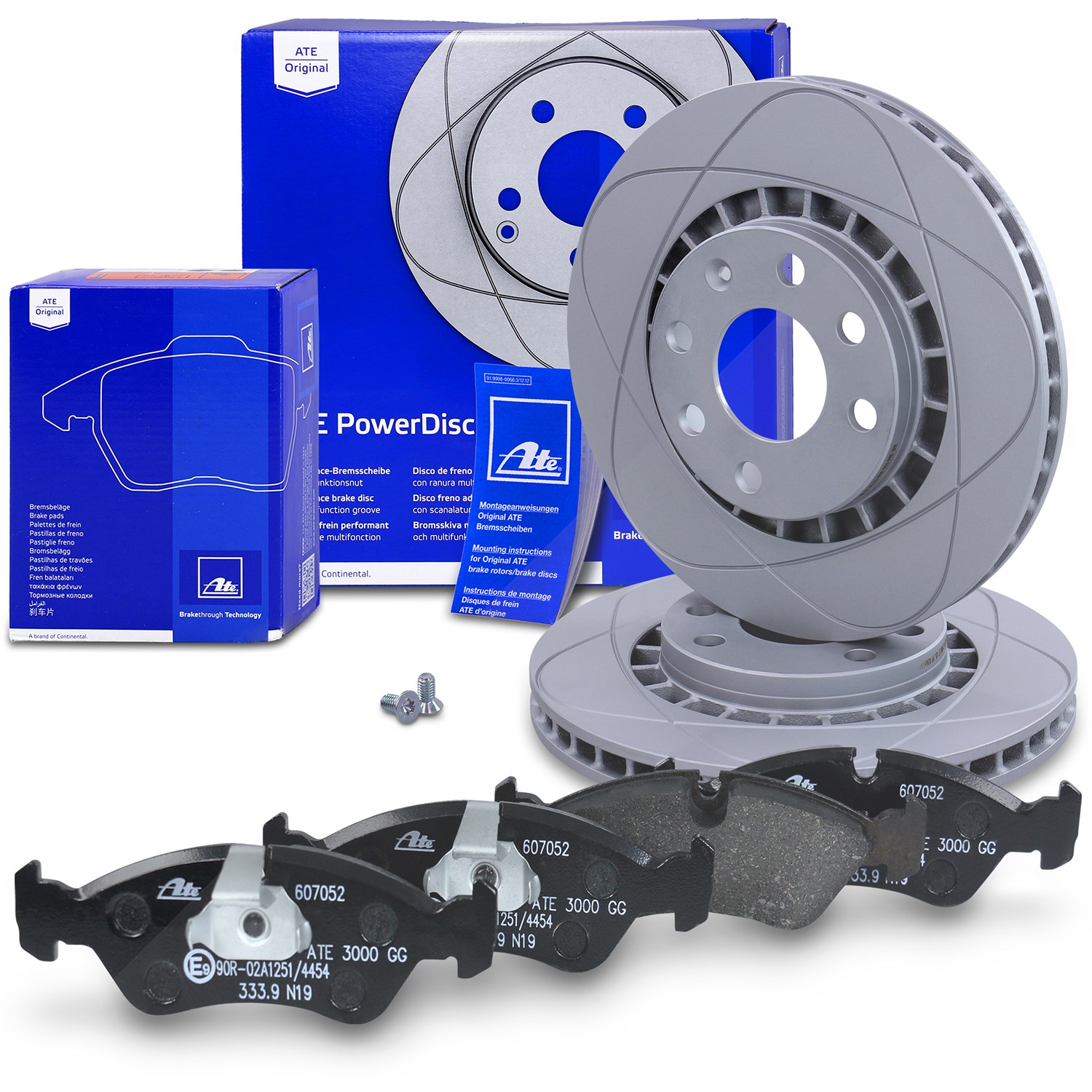 Ate POWERDISC Bremsscheiben +Bremsbeläge vorne [Hersteller-Nr. 10696361] für Daewoo, Chevrolet, Opel