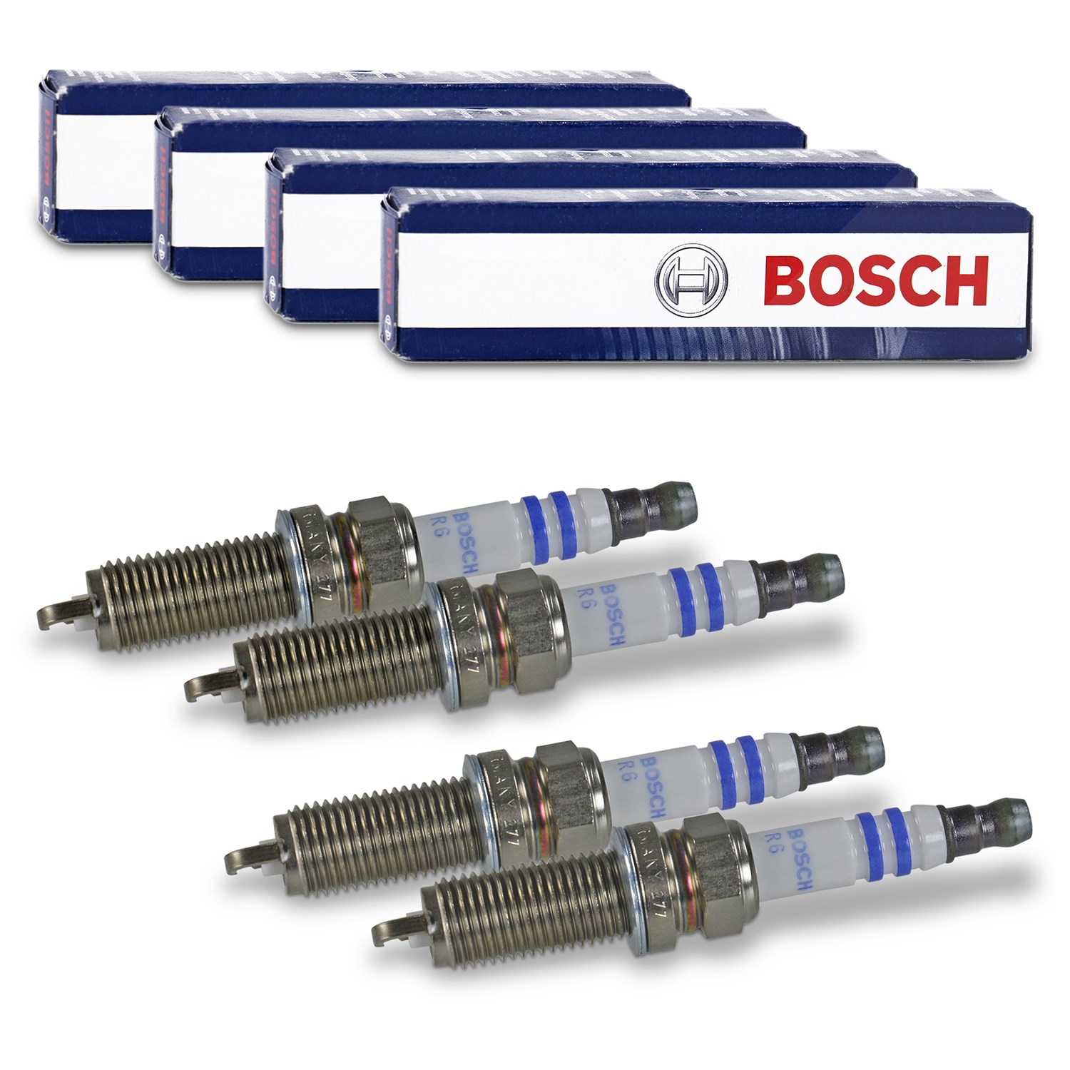 Bosch 4x Zündkerze [Hersteller-Nr. 0242135517] für Peugeot, Dacia, Nissan, Citroën, Renault