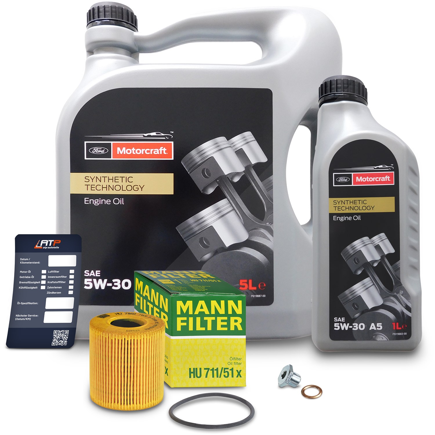 Mann-filter Ölwechsel Set + 6l 5W-30 Motoröl [Hersteller-Nr. 40280189] für Lancia, Fiat, Volvo, Ford, Citroën, Peugeot