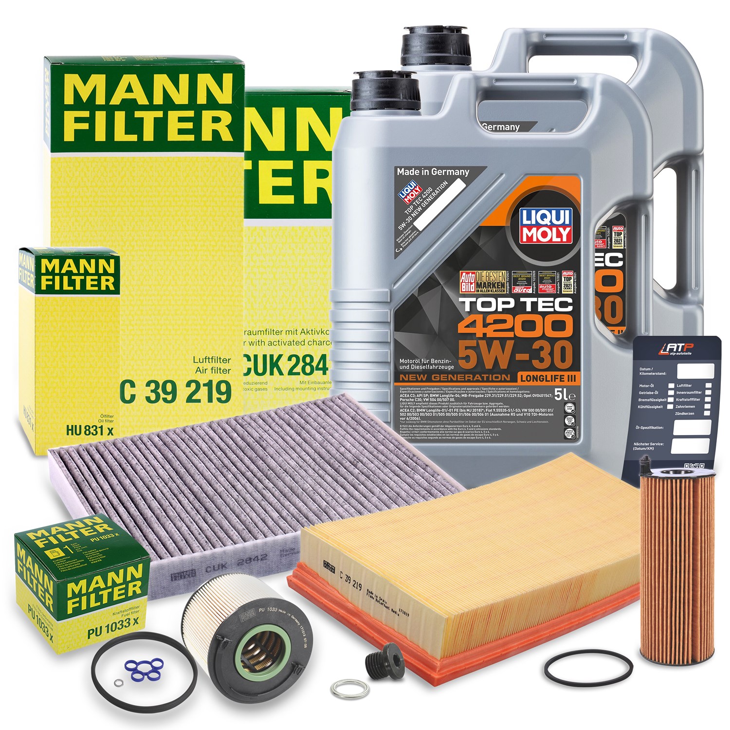 Mann-filter Inspektionspaket B + 10l 5W-30 Motoröl [Hersteller-Nr. 40511268] für VW, Audi