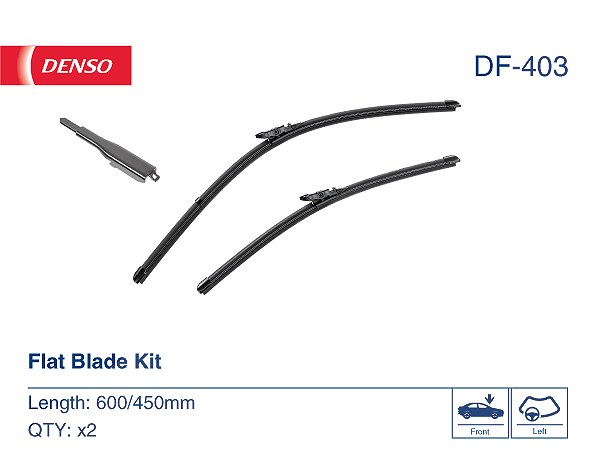 DENSO Flachwischer-Set DF-403 (600/450 mm, Linkslenker): Zwei leise, langlebige Wischer mit aerodynamischem Design. OEM-Qualität, breite Kompatibilität, 2 Jahre Garantie - Bild 4