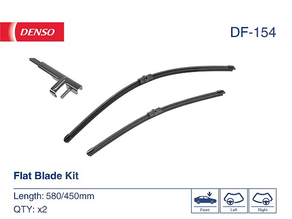 DENSO Flachwischer-Set DF-154 (580/450 mm): Zwei leise, langlebige Wischer mit aerodynamischem Design. OEM-Qualität, breite Kompatibilität, 2 Jahre Garantie - Bild 6