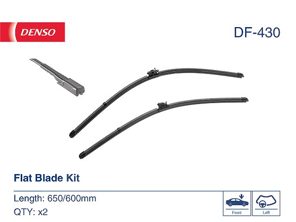 DENSO Flachwischer-Set DF-430 (650/600 mm, Linkslenker): Zwei leise, langlebige Wischer mit aerodynamischem Design. OEM-Qualität, breite Kompatibilität, 2 Jahre Garantie. - Bild 5