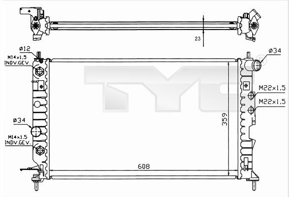 Wasserkühler Kühlrippen mechanisch gefügt 725-0004-R TYC für OPEL VECTRA B CC - Bild 6