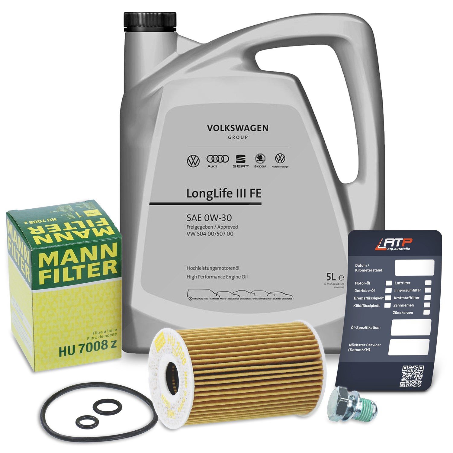 Mann-filter Inspektionspaket + 5l 0W-30 Motorenöl [Hersteller-Nr. 40279321] für Seat, VW, Skoda, Audi