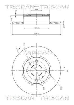 Triscan 1x Bremsscheibe Hinterachse Voll [Hersteller-Nr. 812010107C] für Chrysler, Lancia, Alfa Romeo, Fiat