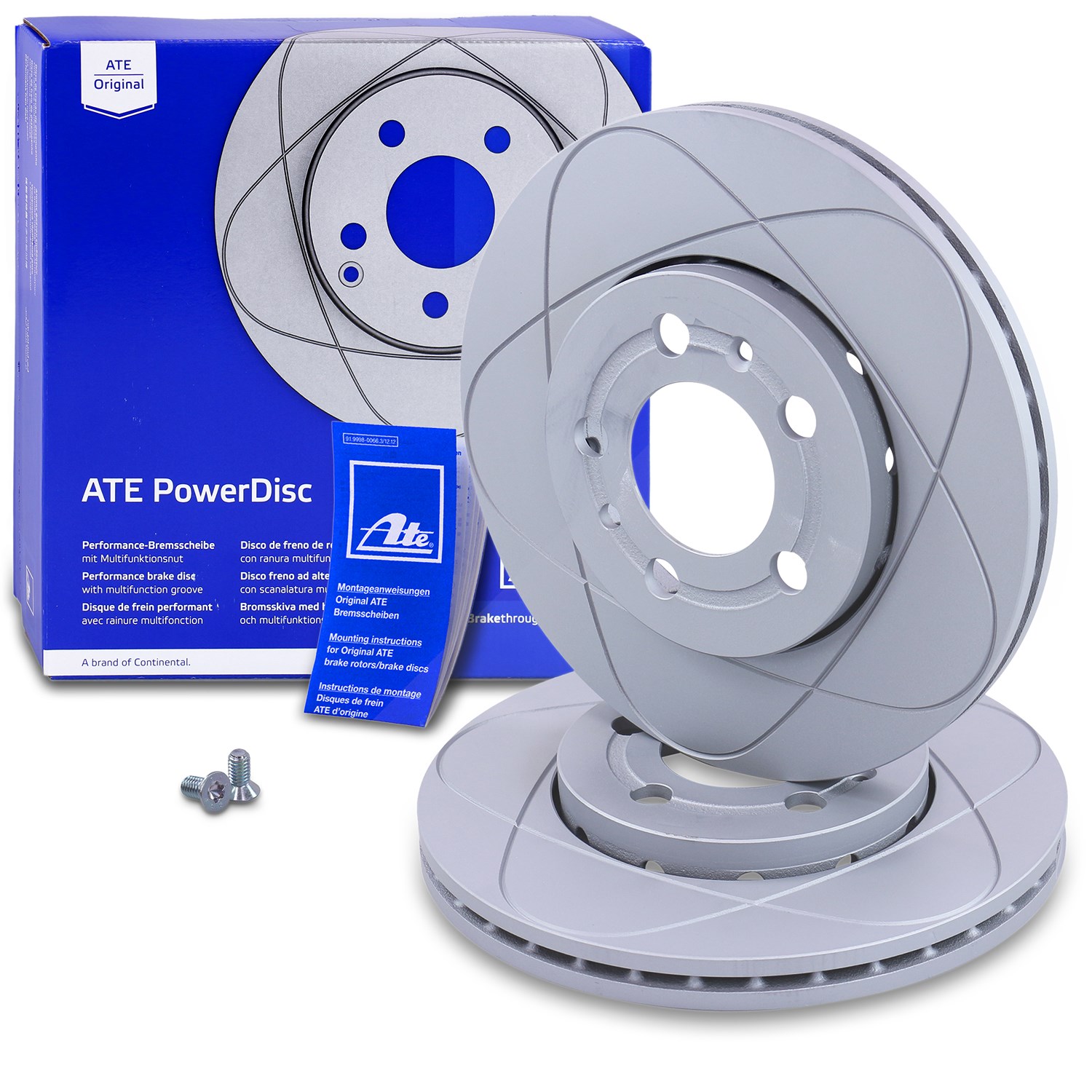 Ate 2x POWERDISC Bremsscheibe belüftet vorne [Hersteller-Nr. 24.0322-0151.1] für Seat, Skoda, Audi, VW