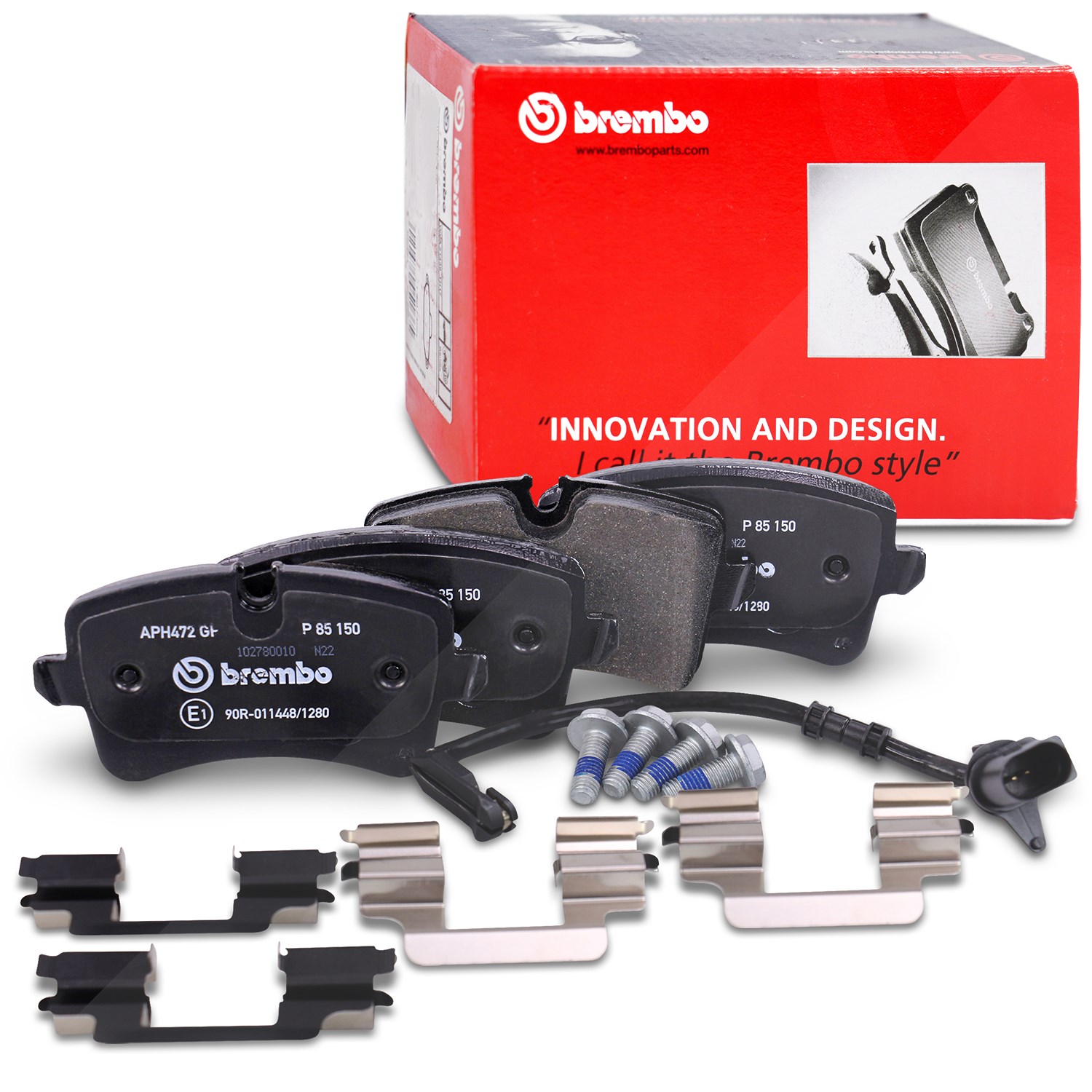 Brembo Bremsbelagsatz mit Warnkontakt hinten [Hersteller-Nr. P85150] für Audi, Porsche
