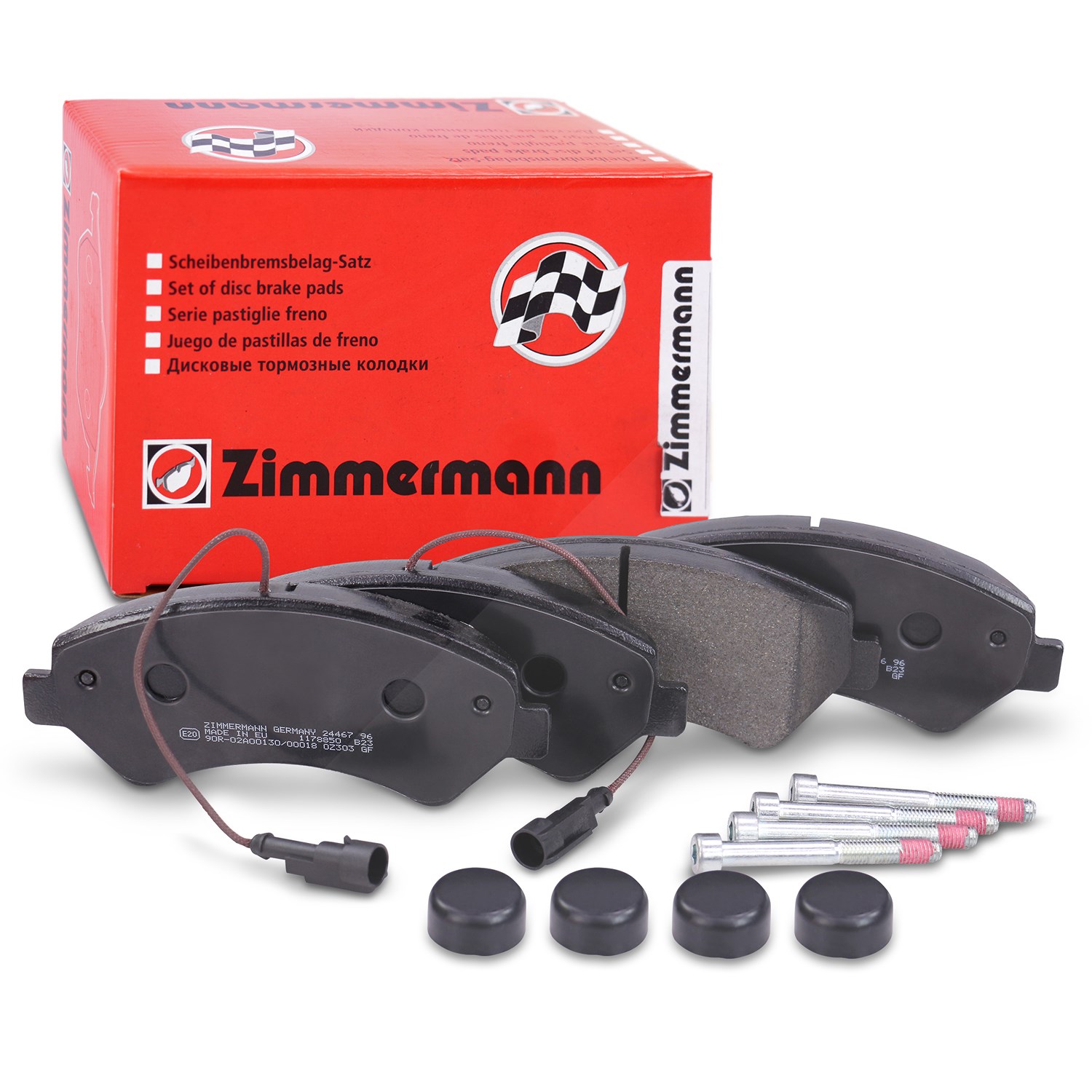 Zimmermann Bremsbelagsatz mit Warnkontakt vorne [Hersteller-Nr. 24466.190.1] für Peugeot, Citroën, Fiat