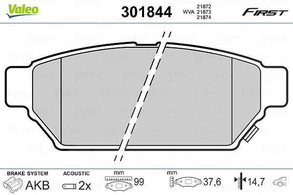 Valeo Bremsbelagsatz, Scheibenbremse [Hersteller-Nr. 301844] für Mitsubishi, Proton