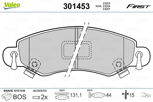 Valeo Bremsbelagsatz, Scheibenbremse [Hersteller-Nr. 301453] für Subaru, Vauxhall, Opel, Suzuki