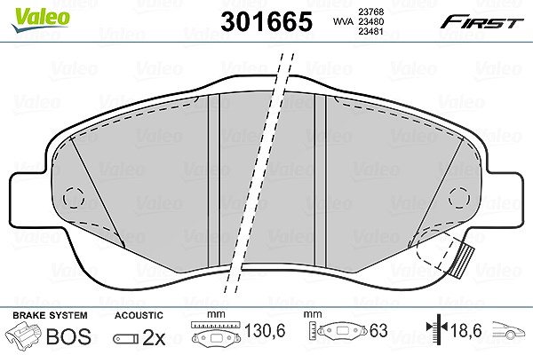 Valeo Bremsbelagsatz, Scheibenbremse [Hersteller-Nr. 301665] für Toyota