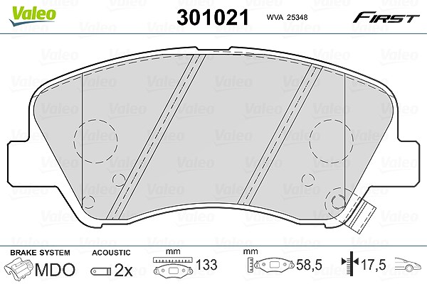 Valeo Bremsbelagsatz, Scheibenbremse [Hersteller-Nr. 301021] für Hyundai, Kia