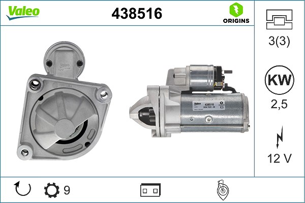Valeo Starter [Hersteller-Nr. 438516] für Fiat, Citroën, Peugeot