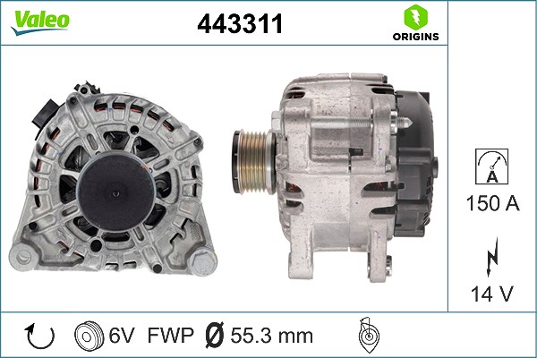 Valeo Generator [Hersteller-Nr. 443311] für Opel, Ds, Citroën, Peugeot, Fiat, Vauxhall