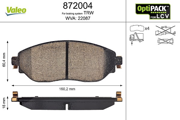 Valeo Bremsbelagsatz, Scheibenbremse [Hersteller-Nr. 872004] für Opel