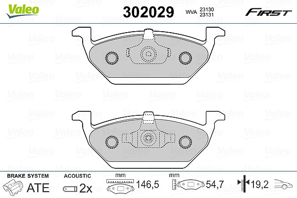 Valeo Bremsbelagsatz, Scheibenbremse [Hersteller-Nr. 302029] für Seat, VW, Audi, Skoda