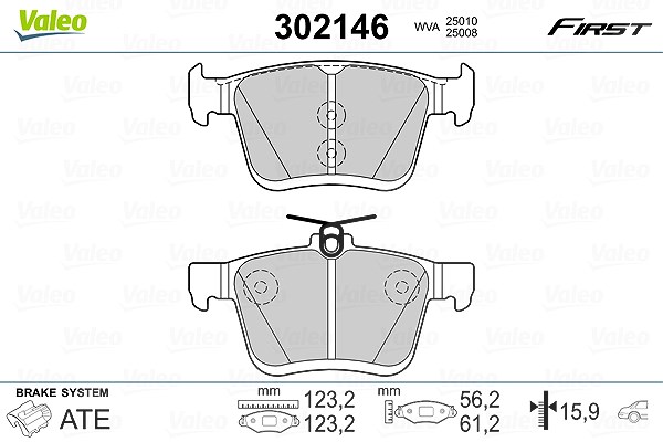 Valeo Bremsbelagsatz, Scheibenbremse [Hersteller-Nr. 302146] für Seat, Audi, Skoda, VW