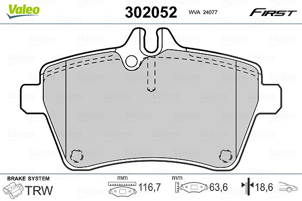Valeo Bremsbelagsatz, Scheibenbremse [Hersteller-Nr. 302052] für Mercedes-Benz
