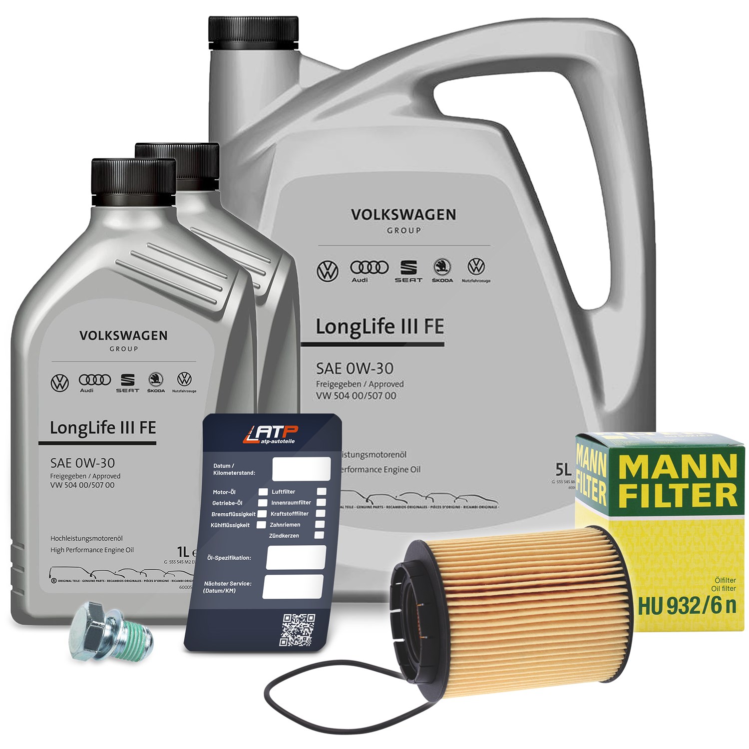 Mann-filter Inspektionspaket + 7l 0W-30 Motoröl [Hersteller-Nr. 40279322] für VW, Porsche, Ford, Audi