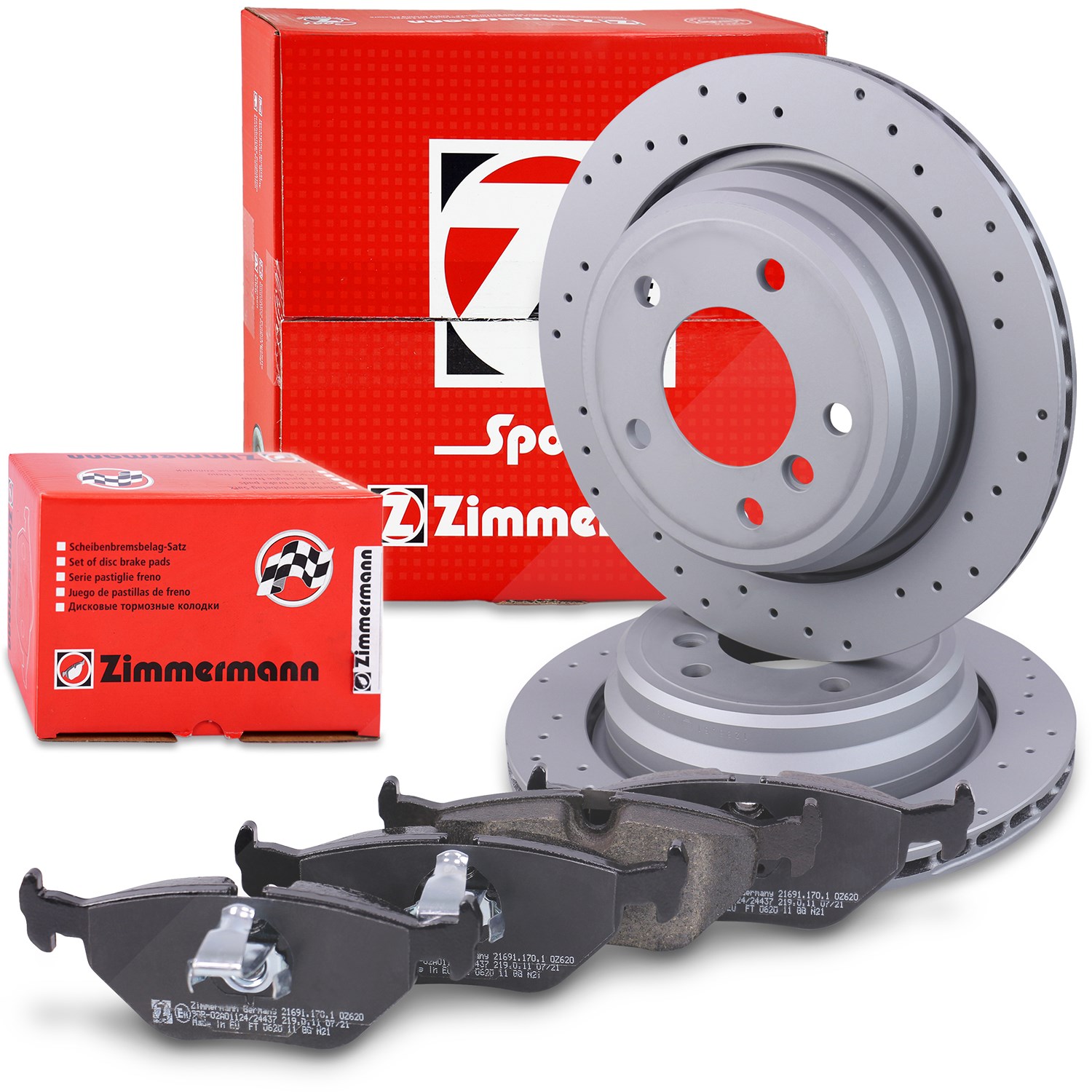 Zimmermann SPORT-Scheiben + Beläge Hinten Belüftet [Hersteller-Nr. 10698420] für Alpina, BMW