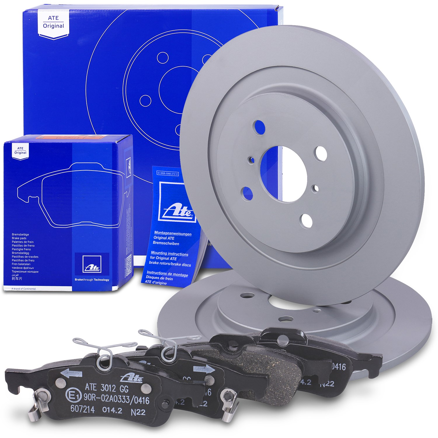 Ate Bremsscheiben+Bremsbeläge Hinterachse Voll [Hersteller-Nr. 10698467] für Daihatsu, Toyota