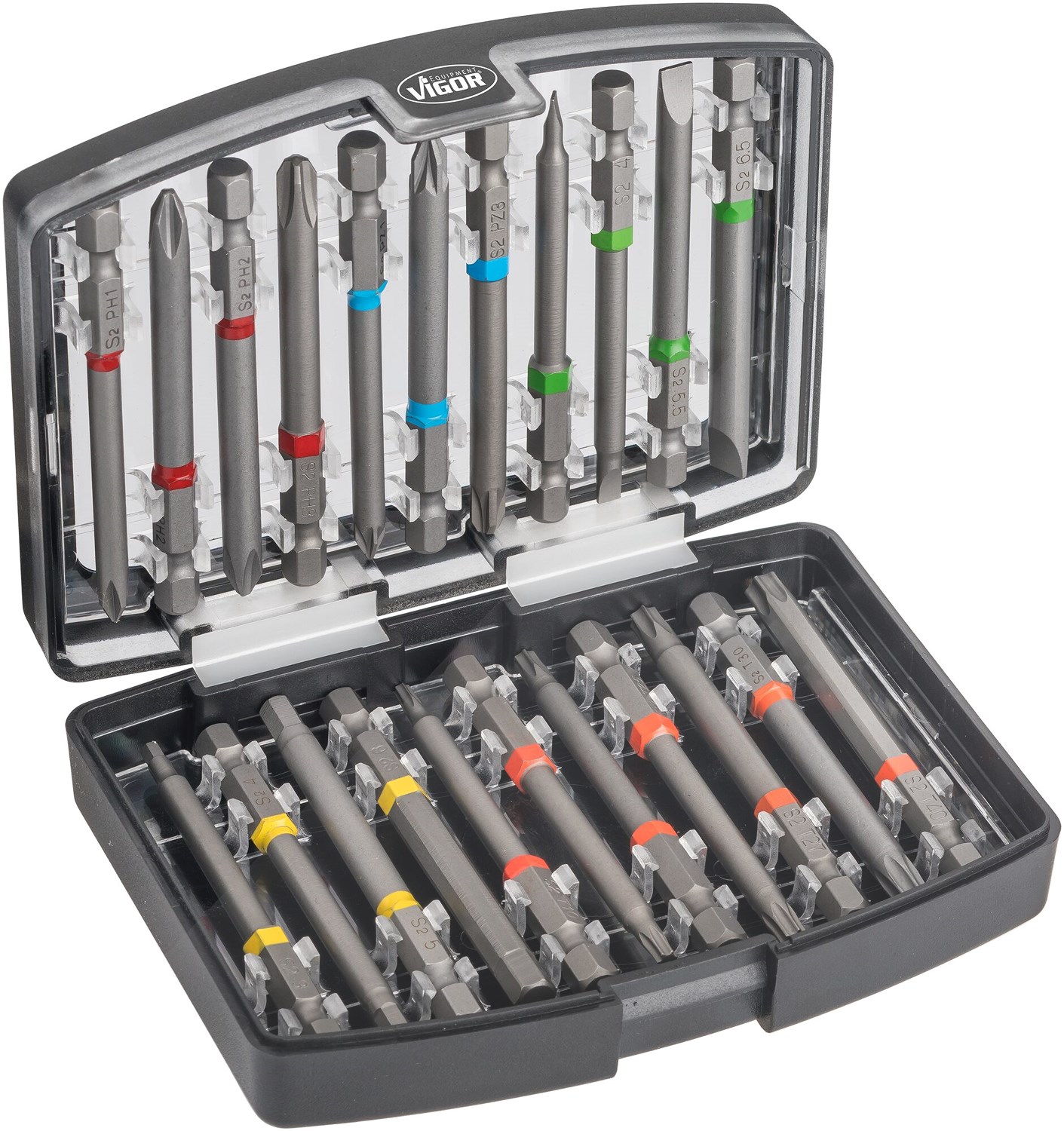 Vigor Bit Box 22-tlg. Lange Bits Antrieb Sechskant 6,3mm (1/4) [Hersteller-Nr. V6068]
