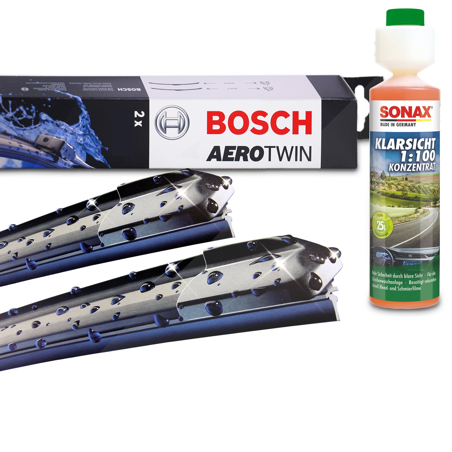 Bosch Wischerblatt A299S+Scheibenreiniger [Hersteller-Nr. 31468149] für Abarth, Honda, Ford, Fiat, Renault