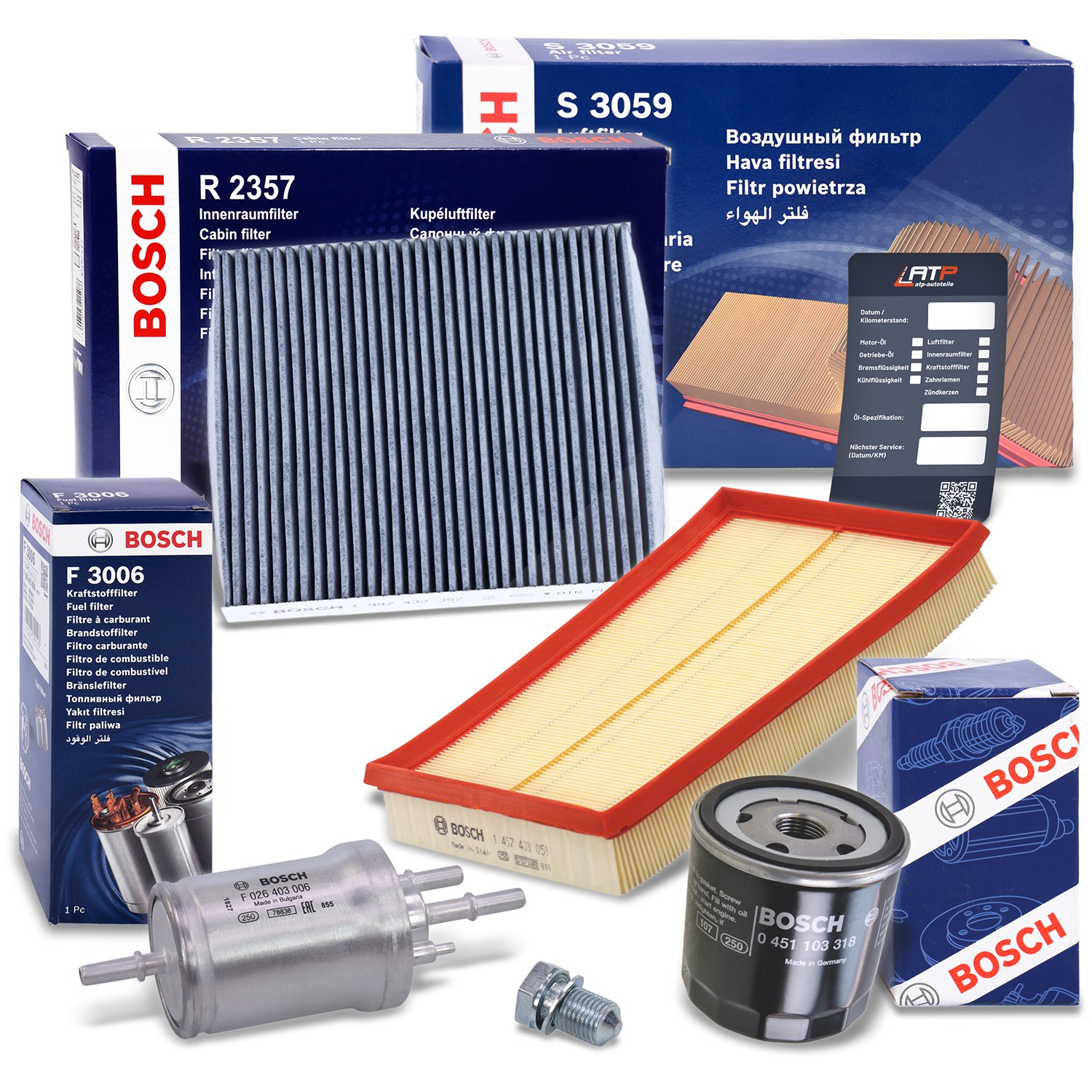 Bosch Inspektionspaket Filtersatz SET B [Hersteller-Nr. 10493507] für VW, Seat, Skoda